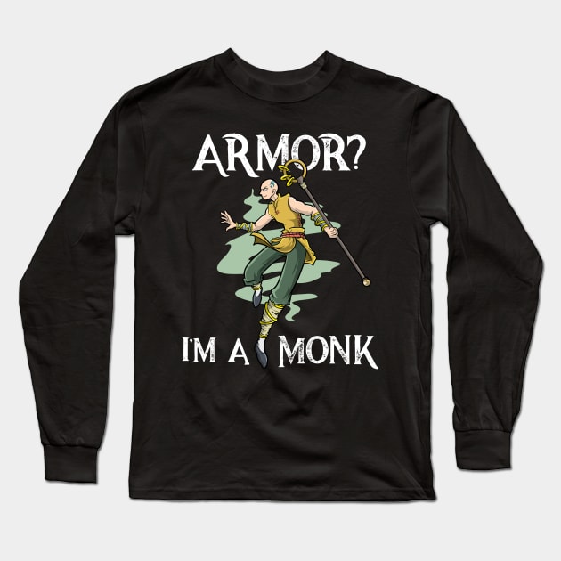 Monk Class RPG Roleplaying LARP Dungeon Gamer Boardgame Long Sleeve T-Shirt by TellingTales